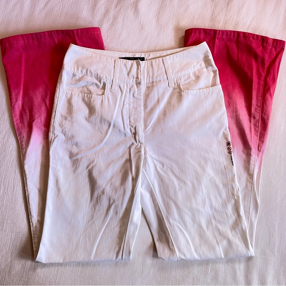 Fendi Ombré White to Pink, Wide Leg Denim Pants, size 34